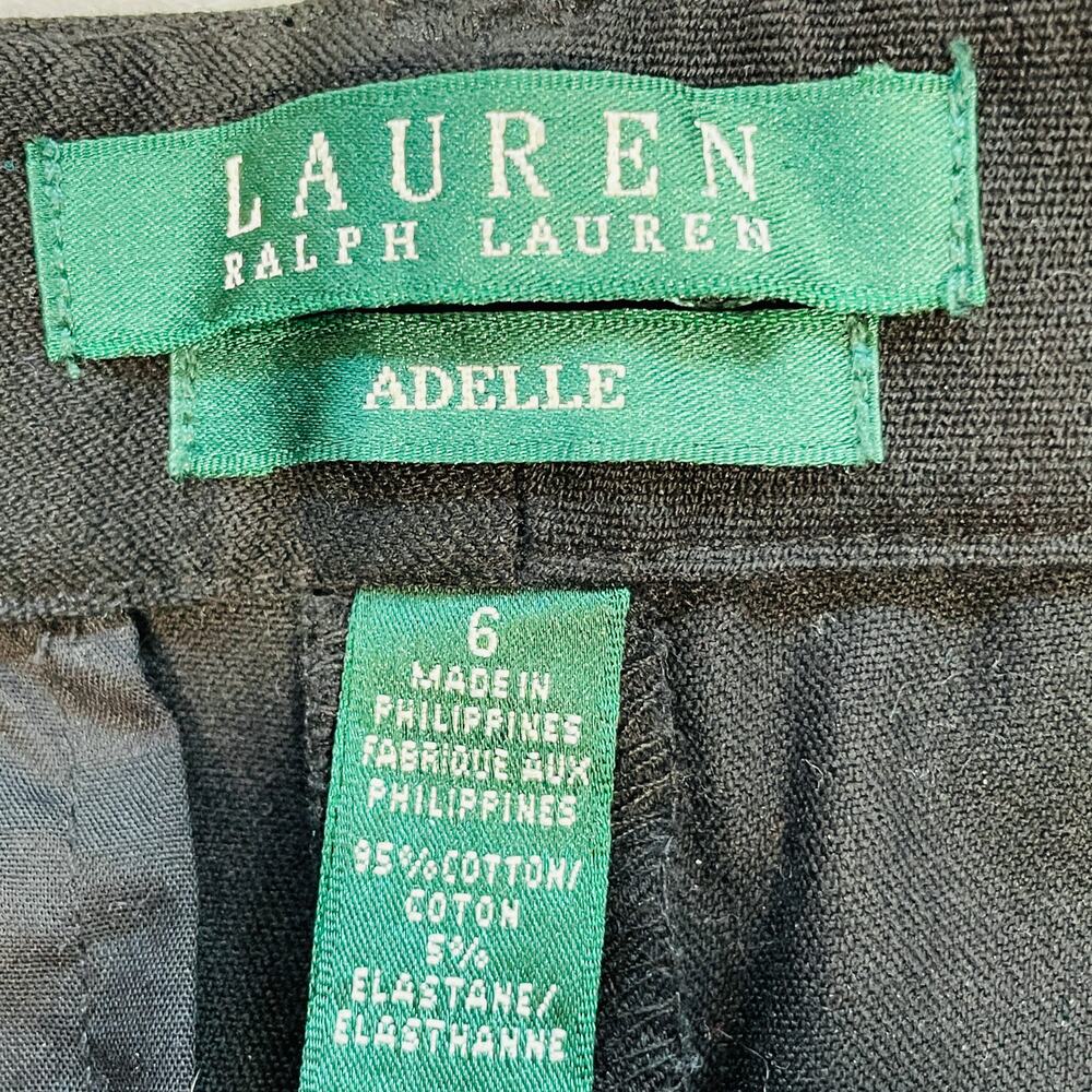 Lauren Ralph Lauren Adelle Black Cotton Stretch Button-Tab Waist Pants Size 6 - Picture 8 of 13
